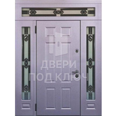 Входная витражная дверь со стеклопакетом элитная ДПК-12049