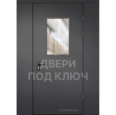 Тамбурная дверь со стеклом и перегородкой порошок-ламинат ДПК-14828